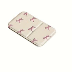 TEMU 파스텔 핑크 리본 & 하트 컷아웃 거울 - 접이식 메이크업 거울, 안티폴 스탠드, 소프트 베이지 & 핑크 리본 디자인, 내구성 있는 플라스틱 제작, 소녀, 청소년, 기숙사, 여행용 - 컴팩트 & 가벼움, 생일, 데이 선물, 화장대용 거울, 드레싱 테이블용 거울, 빈티지 핸드헬드 거울, 귀여운 거울