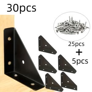 TEMU 30개 세트 5중 강철 L자형 코너 브라켓 (나사 25개 포함) 1.3mm 두께, 가구, 선반, 캐비닛 및 책상용 내구성 금속 브라켓, 건축용 코너 지지대, 목재 보강, 고강도 소재, 산업용 하드웨어, 홈 개선 및 사무실 유지보수에 적합한 튼튼한 디자인의 90도 각도 코너 브래킷 키트