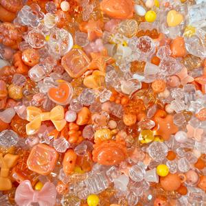 TEMU 100g 여름 오렌지 비즈 쥬얼리 키트 - DIY 목걸이 & 폰 스트랩 제작 소품, 탄력 있는 끈 포함, 우아한 생동감 넘치는 액세서리, 섬세한 웜톤 DIY 공예 키트