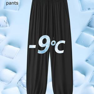 TEMU 남성용 가볍고 통기성 좋은 아이스 실크 섬유 조거 팬츠 - 지퍼 포켓 & 드로스트링 허리, 스포츠 및 레저용 캐주얼 바지 | 빠른 건조 기능의 다목적 운동복