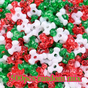 TEMU 500개 NEOVIVI 크리스마스 플로럴 비즈 - 대형 9x10mm 삼각형 비즈 (레드, 그린, 화이트) - DIY 휴일 공예, 주얼리 만들기, 리스 장식, 트리 , 가랜드용 - 스트링 케이블 및 플로랄 디자인 호환, 축제 장식, 매끈한 마감, 공예 소품, 공예 애호가