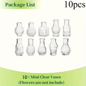 TEMU 20/10개 빈티지 유리 화병 세트, 투명 디자인 – 웨딩, 거실, 주방, 식탁, 생일 파티, 캔들 라이트 디너에 완벽한 선택