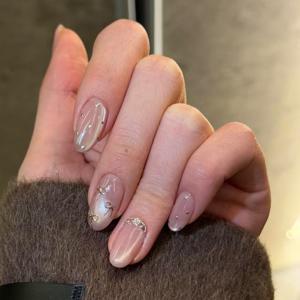 TEMU 10개 고양이 눈 리본 순수 수제 착용 가능한 네일, 패셔너블한 필수품, 내구성 있는 네일, 일상 및 특별한 날에 적합, 라인스톤이 있는 작은 신선한 다용도 일일 네일 스티커, 분리 가능한 네일 (젤리 글루 1개 + 스크레이퍼 1개 + 스틱 1개 포함, 접착제 없음)|네일스티커