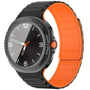 TEMU 고품질 자석형 실리콘 시계줄 - for Samsung Galaxy Watch 8 (40mm, 44mm, Classic 46mm) 호환. 무봉제 조절, 듀얼컬러 디자인, 커플용으로 세련된 사이즈로 내구성과 땀방지 기능
