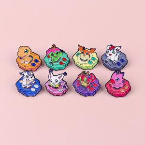 TEMU 8개 귀여운 디지몬 애니메이션 수집품 세트 - 책상 장식용, 크리스마스 선물 및 파티 선물에 완벽한 생동감 있는 캐릭터 디자인 | 내구성 있는 메탈 브로치