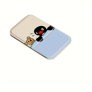 TEMU 귀여운 펭귄 메이크업 거울 - 휴대용 접이식 핸드헬드 미러, 여성 및 학생을 위한 컴팩트 여행용 메이크업 거울 - 배터리 필요 없음, 가볍고 안정적인 베이스 - 이동 중, 책상 또는 선물 아이디어에 완벽한 귀여운 펭귄 디자인, 미니 메이크업 거울, 온더고 뷰티, 재미있는 미학, 광택 마감, 여성 액세서리