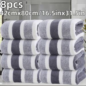 TEMU 대형 핸드타월 8pcs 세트, 42*80cm/16.5*31.5인치, 두꺼운 코랄플리스 수건, 초극세사, 다양한 색상, 흡수력이 뛰어나고 빠르게 마르며 부드럽고 편안함. 욕실용품으로 적합하며 사우나, 호텔, 체육관에 이상적입니다. 손수건과 루프가 있는 목욕 타월 세트, 여성을 위한 샤워 타월, 현대식 세련된 욕실 장식|수건|샤워타올