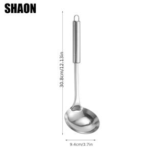 TEMU 샤온 스테인리스 스틸 연장 손잡이 국자 - 대형 크림 & 카레 숟가락, 가정용 및 레스토랑/호텔 주방에 적합 | 내구성 있는 요리 도구로 수프, 스튜, 소스 서빙에 최적화된 현대식 주방용품 | 오래가는 스테인리스 스틸 국자