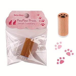TEMU 1개 귀여운 발자국 스탬프 - 베이지색 천연 목재 스탬프, 스크랩북, 저널링, 반려동물 선물, 생일 파티 장식용 동물 테마 크래프트 스탬프, 매끄러운 마감, DIY 애호가를 위한 스티커 디자인