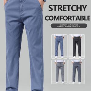 TEMU 남성용 경량 스트레치 캐주얼 팬츠 - 통기성 빠른 건조 아이스 슬리키 섬유 원단, 솔리드 컬러 레그 트라우저, 골프 및 아웃도어 활동용, 사계절 편안한 착용감, 트렌디한 레그, 부드러운 질감|남자바지|여름바지