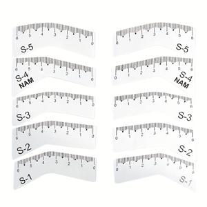 TEMU 5쌍 여성용 재사용 가능한 DIY 눈썹 스텐실 세트 - 측정 표시가 있는 표준 자, 오벌 브러시 & 폴리에스터 솔, 정밀한 눈썹 디자인, 모든 연한 베이지 타입, 미용 도구, 슬림한 디자인, 내구성 있는 구조, 쉐이핑 툴, 속눈썹 적용, 오래 지속되는 재사용 가능, 메이크업 애호가, 살롱 전문가용