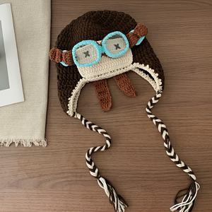 TEMU 탈착식 안경 모양 바이저가 있는 파일럿 모자 - 무지개 & 멀티컬러 크로셰, 귀덮개 & 탄력 없는 꼭 맞는 핏, 테마 파티, 겨울용 - 손세탁 가능 (건조기 금지) - 귀여운 파일럿 고글 액세서리|물안경