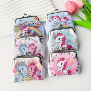 TEMU 6개 귀여운 유니콘 프린트 동전 지갑 - 가벼운, 스냅 클로저, 무지개 & 별이 있는 디자인, 이어폰, 열쇠 및 작은 필수품에 완벽, 크리스마스 & 데이 선물, 유니콘 선물에 이상적