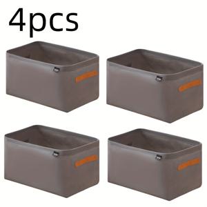 TEMU 4개 휴대용 패브릭 수납 정리함 - 접이식 다용도 정리함 (양손잡이 포함), 튼튼한 플라스틱 프레임 & 부직포, 옷, 침대 밑 수납, 가정 옷장 정리에 적합한 서랍형 디자인