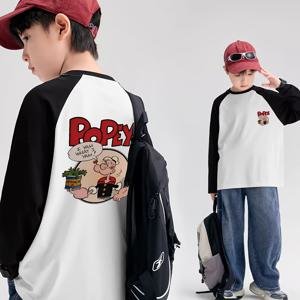 TEMU 2025 신상 '래글란 슬리브 T-셔츠 - 루즈핏 그래픽 프린트 & 팝아트 백디자인, 화이트&블랙 캐주얼 탑 with 라운드넥, 세탁기 사용 가능한 가을 겨울 의류, 편안한 캐주얼룩, 미디엄 스트레치 소재, 내구성 있는 셔츠, Apparel의 긴팔티, 청소년·학생