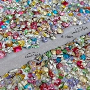 TEMU 100개 K9 네일 팁 베이스 혼합세트, 고급형 페어리컬러시리즈 색상석, 일본식 DIY 중대형 6-14mm 혼합세트