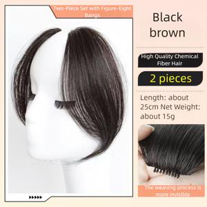 TEMU 여성용 피규어-에이트 Bangs 헤어픽스 - 내열 합성섬유 클립, 자연스러운 직선형 프론트로 일상과 특별한 날에 완벽한 Easy Snap 설치식 사방 & 오른쪽 페어 숏 가발, 우아한 헤어스타일 악센트와 매끄러운 이음새의 빠른 스타일링 변신