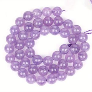 TEMU 1줄 천연 라벤더 & 칼세도니 스톤 비즈 - 15인치, 매끄러운 구형면을 가진 6/8/10mm 사이즈의 파스텔 퍼플과 라일락색, DIY 주얼리(반지·귀걸이·목걸이·팔찌) 제작용 - 수공예에 적합한 내추럴 비즈로 캐주얼룩부터 특별한 날까지 완벽|반지사이즈