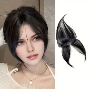 TEMU 1개 인모 옆머리 앞머리 - 자연스러운 엣지와 안정적인 착용감, 클립온/테이프인/시원인, 남녀 공용, 데일리 & 파티용, 내추럴 브라운/블랙/블론드/레드/그레이/화이트, 다용도 헤어라인 교체, 인모, 편안하고 내구성 강함, 모든 라이트 베이지 톤에 적합, 헤어 텍스처, 완벽한 스타일링을 위한 매끄러운 통합