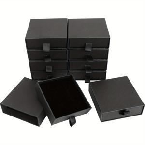 TEMU 10개 보석 선물 상자, 서랍 스타일 액세서리 보관 상자, 목걸이 및 귀걸이 포장 상자, 뚜껑이 있는 반지 보석 상자, 목걸이, 반지, 귀걸이 디스플레이 상자에 적합, 검정색, 선물 상자, 크리스마스 선물 상자
