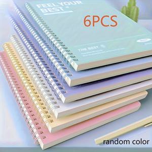 TEMU 6개 묶음 A5 나선형 노트 - 랜덤 색상, 각 60페이지, 하드커버, 멀티 컬러 심플 줄자 다이어리, 사무용품 및 학용품, 이상적인 크리스마스 선물