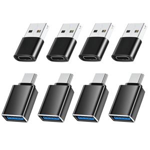 TEMU 8개 세트 USB-C 어댑터, Type C to USB 어댑터, USB-C USB-A 남성 여성 어댑터, C to USB 3.0 OTG 변환기, 아이폰 15 14 13, 맥북, 아이패드, 충전기용, 블랙, 모바일 액세서리,컴팩트 어댑터, 디자인,신뢰할 수 있는 어댑터, 품질,기술 애호가,모바일 전문가