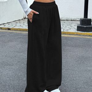 TEMU 여성용 캐주얼 와이드 레그 팬츠, 신축성 있는 허리밴드 및 사이드 포켓 - 연회색, 루즈핏, 사계절 내내 편안한 캐주얼 의류, 편안한 옷 | 편안한 핏의 바지 | 중간 탄력, 여성용 오렌지 조거 팬츠, 겨울용 여성복, 보라색 여성용 바지, 여성용 와이드 팬츠 점프수트, 여성용 스웨트셔츠만, 여성용 바지, 여성용 와이드 팬츠, 여성용 와이드 점프수트