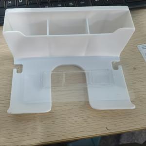 TEMU 2-in-1 벽걸이 헤어드라이어 & 빗 정리대 홀더, 내장형 조명 - 고강도 화이트 플라스틱, 공간 절약형 욕실/미용실 수납 선반, 헤어드라이어 & 빗 전용 투명 슬롯, 모던 블랙/화이트 디자인 (나사 필요 없음/쉬운 설치)