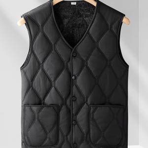 TEMU 남성용 두꺼운 플리스 안감 조끼 - 민소매 V넥 버튼 프론트, 가슴 포켓 및 조절 가능한 드로스트링 허리, 블랙 캐주얼 아웃도어 하이킹 & 트레이닝 조끼, 가을용 내구성 있는 원단, 남성용 봄/가을 조끼|민소매