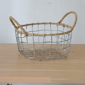 TEMU 양손잡이 달린 직조 수납 바구니, 거실의 잡다한 물건 정리를 위한 와이어 제작, 데스크탑 사용에 편리, 선반 바구니