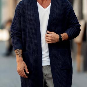 TEMU 남성용 겨울 따뜻한 카디건 재킷 - 루즈핏 V넥 스웨터 코트, 버튼 프론트, 긴팔 캐주얼 , 가을 & 겨울용, 손세탁 가능한 솔리드 컬러 아우터웨어