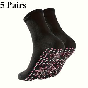 TEMU 5켤레 겨울용 자석 양말 - 보온 발 워머, 패브릭, 단색, 세탁기 사용 가능, 추운 날씨의 야외 스포츠 & 하이킹에 적합, 발렌타인데이, 추수감사절, 할로윈, 엉덩이 날, 겨울 스포츠 장비 | 단색 양말 | 구조, 겨울 양말