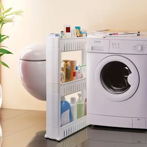 TEMU 3단 초슬림 냉장고 엣지 선반 - 바퀴 달린 프리스탠딩 수납 선반, 욕실·주방·거실용 | 내구성 플라스틱 정리대, 공간 절약형 디자인, 완벽한 선물 아이디어, 선반, 슬림 프로필,쉬운 조립,계단식 선반,아파트 거주민,호텔 용품