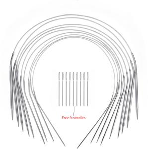 TEMU 스테인리스 스틸 링 뜨개질 바늘 세트, 9개 긴 바늘, 2mm, 2.5mm, 3mm, 3.5mm, 4mm, 4.5mm, 5mm, 5.5mm, 6mm 포함, 길이 40cm-120cm