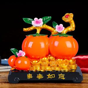 TEMU 1개 오렌지 귤 모양 화병에 담긴 금괴와 동전이 있는 수지 중국 재물신 상 - 실외 풍수 장식, 집, 사무실, 제단용 - 길상 번영 상징 (행운의 조각상)