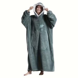 TEMU 1개 초롱 착용 가능한 담요 후드티 - 오버사이즈 올인원 소프트 플란넬 풀오버, 앞주머니 포함, 침대에서 여행까지 편안한 의류, 럭셔리 스웨터 & 소파 커버 (손세탁 전용) - 베이지/브라운|쇼파|이불