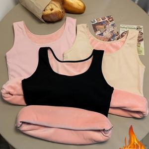 TEMU 3pcs ' 보온 레이어링 탱크탑 - 겨울 따뜻함 민소매 셔츠 (핑크, 베이지, 블랙) | 부드러운 스트레치 라운드넥 탑 | 드레스, 블라우스, 스웨터 아래 캐주얼 베이스 레이어, 청소년용|나시원피스|나시티|민소매원피스