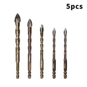 TEMU 고강도 다목적 드릴 비트 세트 5개 (6-12mm) - 고경도 강철 삼각형 팁 드릴 비트 (십자/육각 샹크) - 타일, 유리, 콘크리트, 대리석, 목재, 금속용 - 전문가용 & DIY 구멍 뚫기 및 리밍 도구 키트