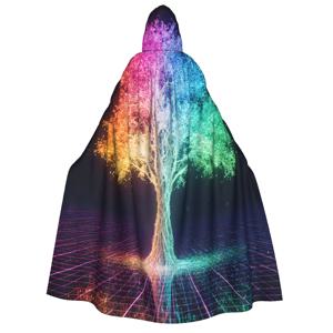 TEMU LED 조명 코스튬 망토 - RGB 멀티컬러 변경 기능, 자체 발광 나무 & 메쉬 그리드 클로크, 성인용, RGBW 모드 (화이트) - (외부 조명 없음) - 가벼운 할로윈 파티 의상, 남녀 공용 코스프레 액세서리