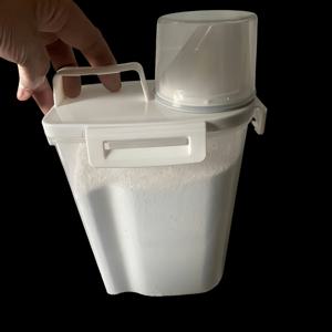 TEMU 1개 대용량 세탁기 세제 디스펜서, 계량컵 뚜껑 포함 - 튼튼한 플라스틱 재사용 가능 투명 보관 용기, 세제, 파우더, 세탁함용 손잡이