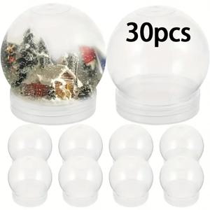 TEMU DIY 스노우 글로브 키트 - 투명 플라스틱 워터볼과 탈착식 뚜껑, 크리스마스, 새해 휴일 공예 및 장식에 완벽, 파티 활동에 이상적 (깃털 없음, 배터리 필요 없음), 계절 공예, 휴일 장식, 크리스마스, 새해, , 파티 이벤트용 장식용 구체