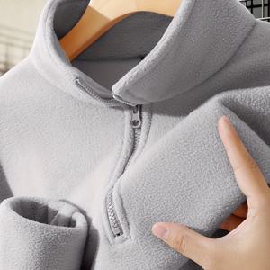 TEMU 남성용 양면 하프 지퍼 후드 스탠드 칼라 후드티 - 겨울용 따뜻한 재킷, 다크 그린/블랙/네이비/차콜 그레이, 기계 세탁 가능 아웃도어 & 캐주얼 웨어, 레이어링용 하프 지퍼 프론트 (부피 없음) - 이상적인 선물