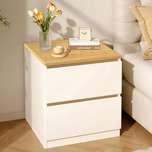 TEMU AOSOM 침대 사이드 서랍장 ,침대협탁 2단 대용량 거실 서랍 수납장 - 우드&화이트 두 가지 컬러로 선택 가능 - 고급스러운 심플 디자인｜수납공간 최적화｜조립간편｜야간조명&책&커피잔&스마트폰 정리 가능 - 원룸 침실 인테리어 필수템｜퀸침대/싱글침대/협소침실 완벽호환｜1인가구/신혼부부/고학생 추천템|침대협탁