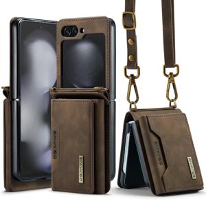 TEMU Z Flip 6/5/4/3용 스타일리시 3-In-1 다기능 크로스바디 폰 케이스. 탈부착 가능한 숄더 스트랩 및 카드 홀더, 마그네틱 폴딩 디자인, 휴대용 넥 스트랩이 특징이며, 비즈니스 룩에 완벽하며 휴일 선물로도 적합합니다.