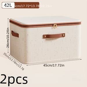 TEMU 2개 접이식 패브릭 수납 상자 (지퍼 잠금) | 침구, 의류용 방진 정리함 - 휴대하기 쉬운 손잡이가 있는 공간 절약형 디자인 - 기숙사, 가정, 야외 사용, 침대 밑 수납에 적합