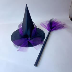 TEMU 2개 세트, 할로윈 페스티벌 마녀 코스튬 액세서리 세트, 파티 드레스업용, 빗자루와 모자 포함