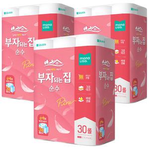모나리자 부자되는집 30롤 x 2팩 3팩 /화장지 두루마리휴지