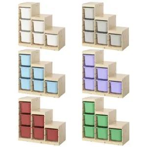 TROFAST 트로파스트 수납장+바구니6개/프레임우드계단모양/장난감수납장/수