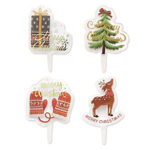 크리스마스 케익 장식 투명메리세트Ver.3 7개입 / 케이크 데코 픽 택 픽스 토퍼 만들기