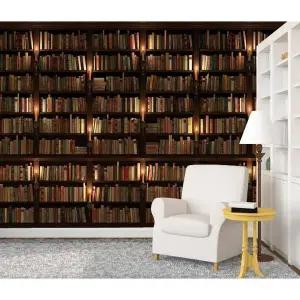 [크레용벽지] 클래식 책장 3폭 포인트 뮤럴벽지 (S2452087)